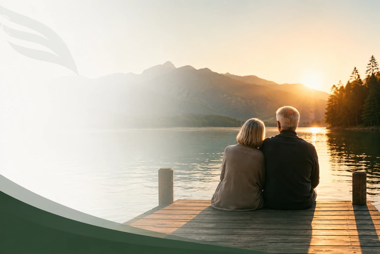 A couple looking over a mountain lake while planning for retirement